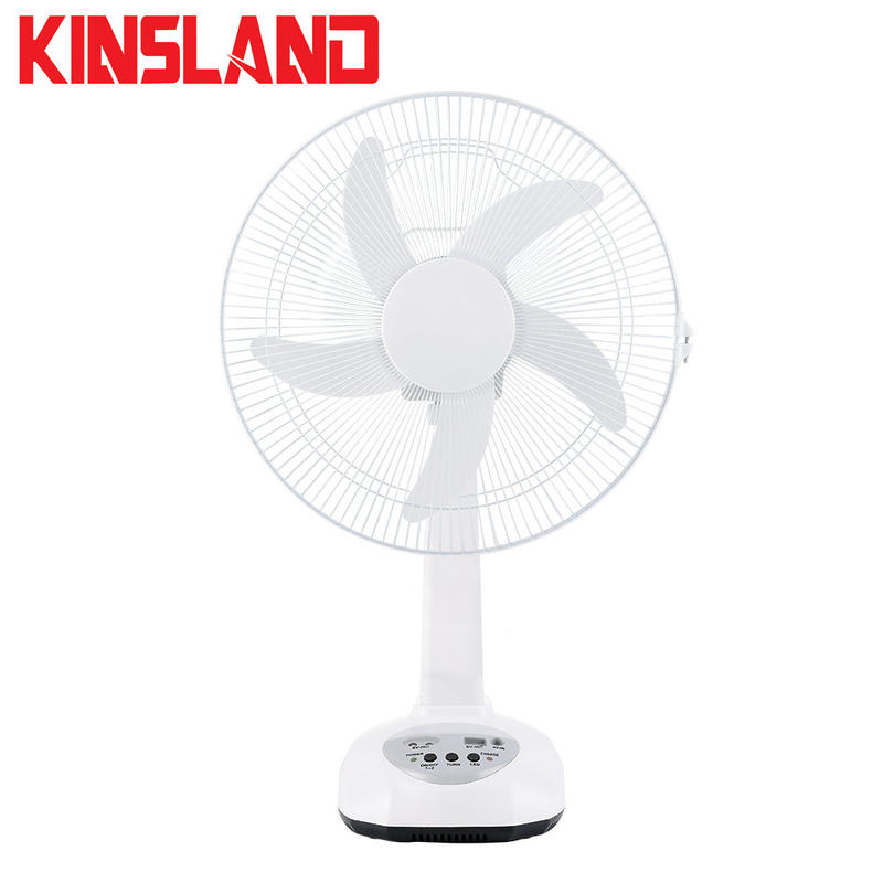 Fan with Battery 14 Inches Solar Rechargeable Fan with Solar Panel and 2 Pcs Led Bulbs